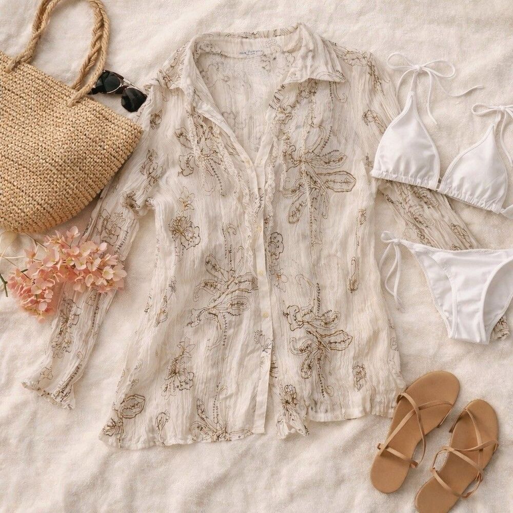 Fred David Sheer Embroidered Beach Cover Up 2X NWT